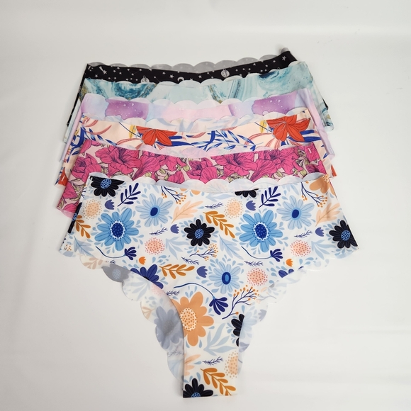 5 pcs/Pack XL Women Seamless Floral Print Breathable Soft Comfortable Panties - Picture 1 of 12